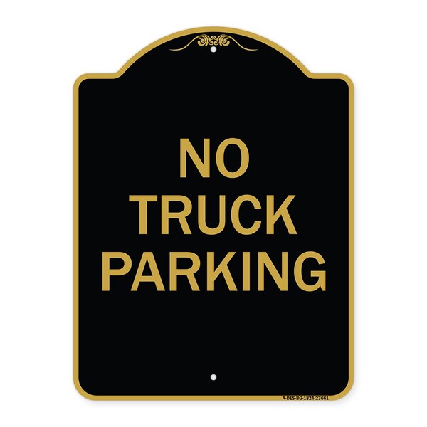 Signmission Designer Series No Parking No Truck Parking, Black & Gold Aluminum Sign, 18" x 24", BG-1824-23661 A-DES-BG-1824-23661 - main